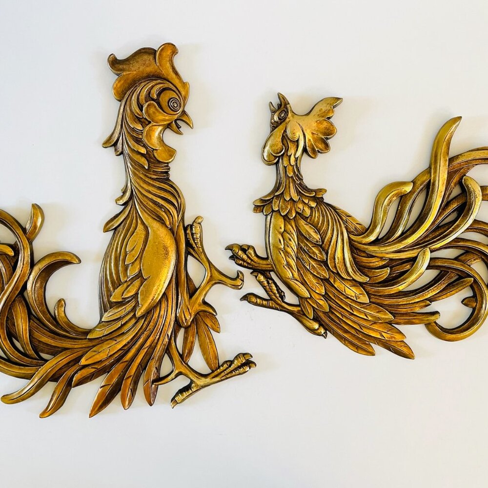 Golden Roosters Syroco USA Mid Century Composed Decor